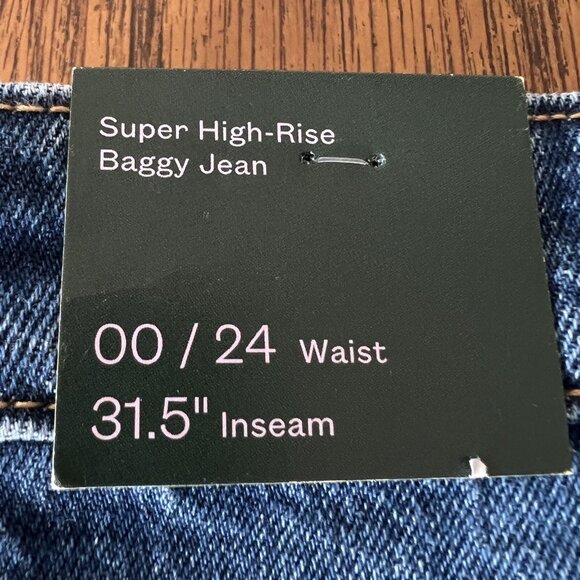 Wild Fable Womens Super High Rise Baggy Jeans Size 00/24 Distressed Stretch Blue - Picture 8 of 12